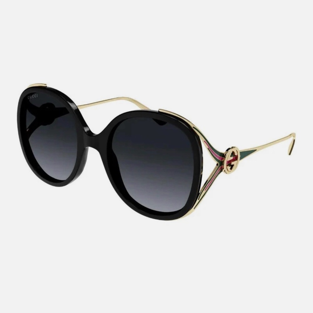 Gucci Oversized Black Sunglasses with Gold Detailing Model GG0226SK
